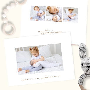 elegant simple minimal newborn 4 photo baby birth announcement