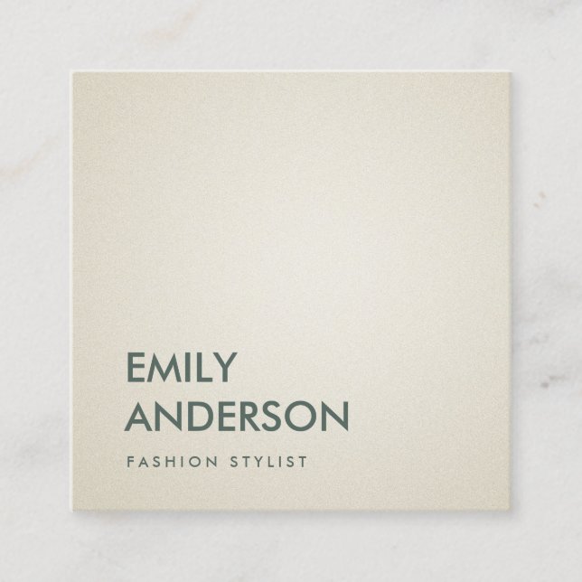 ELEGANT SIMPLE MINIMAL PEARL SILVER PROFESSIONAL SQUARE BUSINESS CARD (Front)
