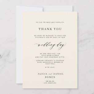 Elegant simple minimal photo ivory wedding thank you card