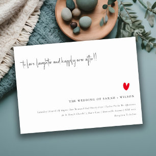 Elegant Simple Minimal Red Heart Script Wedding Invitation