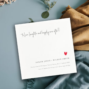 Elegant Simple Minimal Red Heart Script Wedding Napkin
