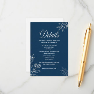 elegant simple minimal wedding website navy enclosure card