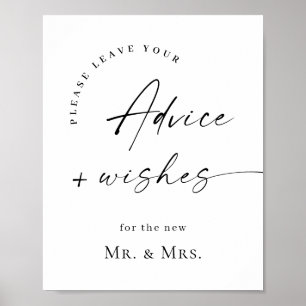 Elegant Simple Minimalist Advice & Wishes Wedding Poster