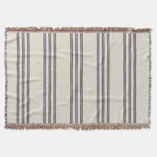ELEGANT SIMPLE MINIMALIST AEGEAN STRIPE NAVY THROW BLANKET