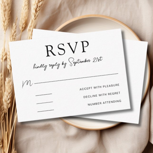 Elegant Simple Minimalist Black and White  RSVP Card (Elegant Simple Minimalist Black and White RSVP Card)