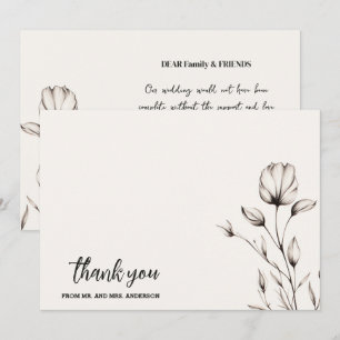 Elegant Simple Minimalist Boho Wedding  Thank You Card