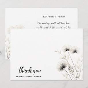 Elegant Simple Minimalist Boho Wedding  Thank You Card