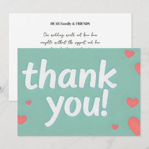 Elegant Simple Minimalist Boho Wedding  Thank You Card