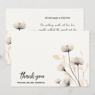 Elegant Simple Minimalist Boho Wedding  Thank You Card