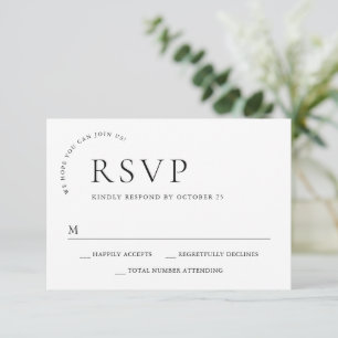 Elegant Simple Minimalist Calligraphy Black White RSVP Card