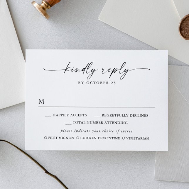 Elegant Simple Minimalist Calligraphy Meal Choice RSVP Card (Creator Uploaded)
