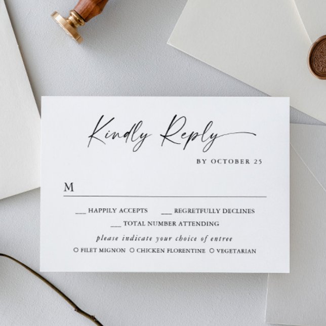Elegant Simple Minimalist Calligraphy Meal Choice RSVP Card (Creator Uploaded)