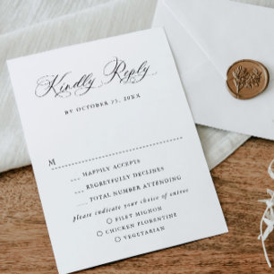 Elegant Simple Minimalist Calligraphy Meal Choice RSVP Card