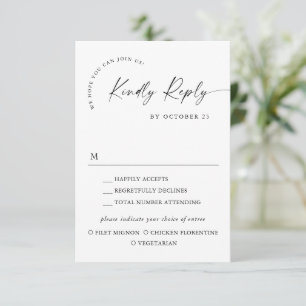 Elegant Simple Minimalist Calligraphy Meal Choice RSVP Card