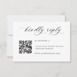 Elegant Simple Minimalist Calligraphy QR code RSVP Card