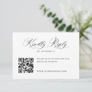Elegant Simple Minimalist Calligraphy QR code RSVP Card