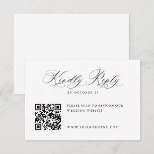Elegant Simple Minimalist Calligraphy QR code RSVP Card