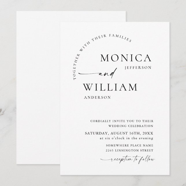 Elegant Simple Minimalist Calligraphy Wedding Invitation (Front/Back)