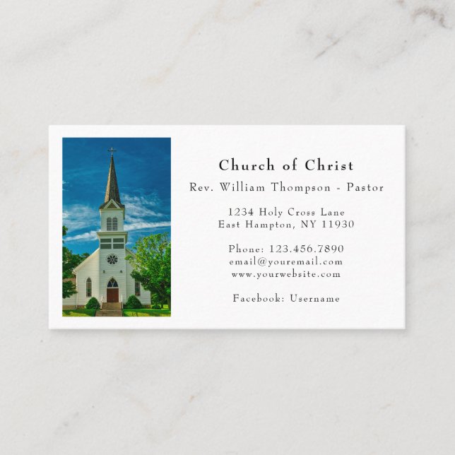 Elegant Simple Minimalist Church Photo Business Card (Front)