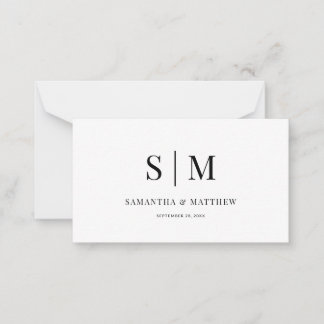 Elegant Simple Minimalist Couple Monogram Wedding Card