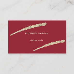 Elegant Simple, Minimalist,Gold Glitter Line,Red Business Card
