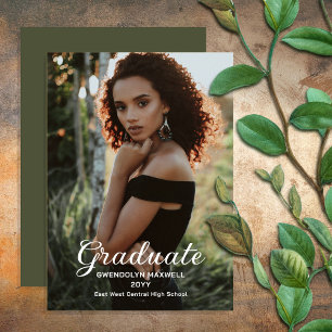 Elegant Simple Minimalist Graduate Photo Invitation