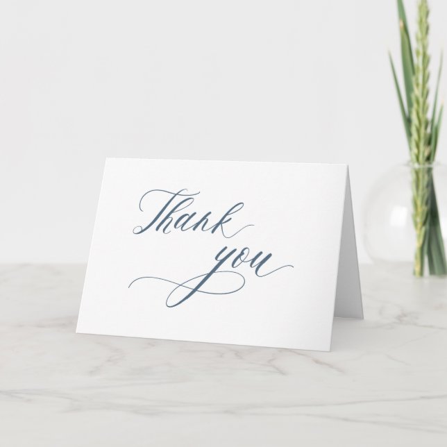 Elegant Simple Minimalist Modern Slate Wedding  Thank You Card (Front)