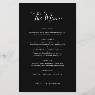 Elegant Simple Minimalist Modern  Wedding Menu