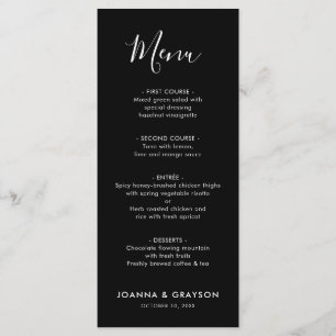 Elegant Simple Minimalist Modern Wedding  Menu