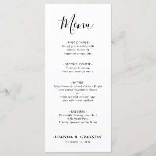 Elegant Simple Minimalist Modern Wedding  Menu