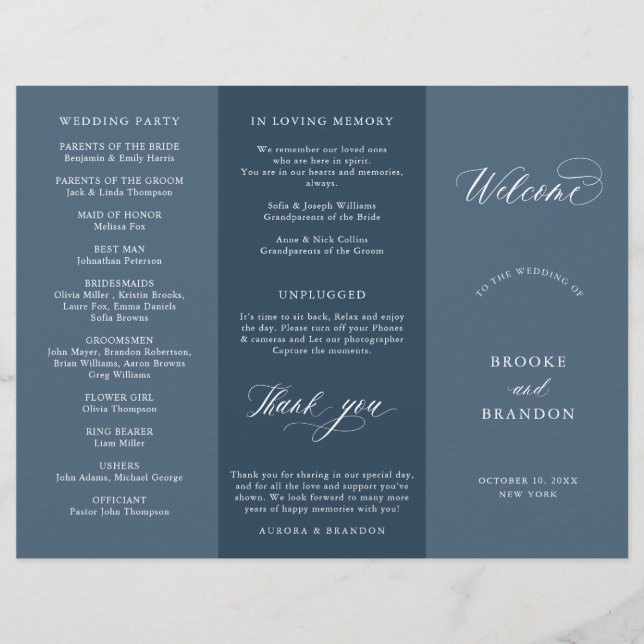 Elegant Simple Minimalist Modern Wedding  Program (Front)