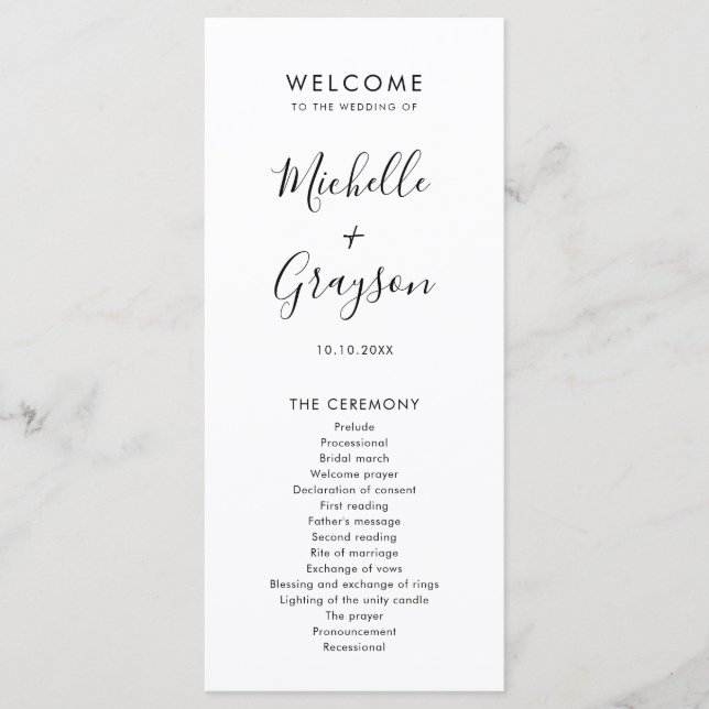Elegant Simple Minimalist Modern Wedding  Programme (Front)