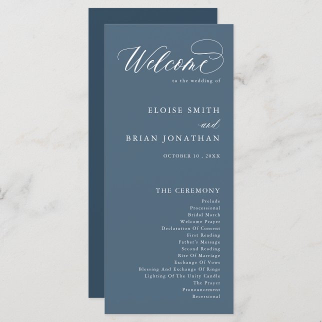 Elegant Simple Minimalist Modern Wedding  Programme (Front/Back)