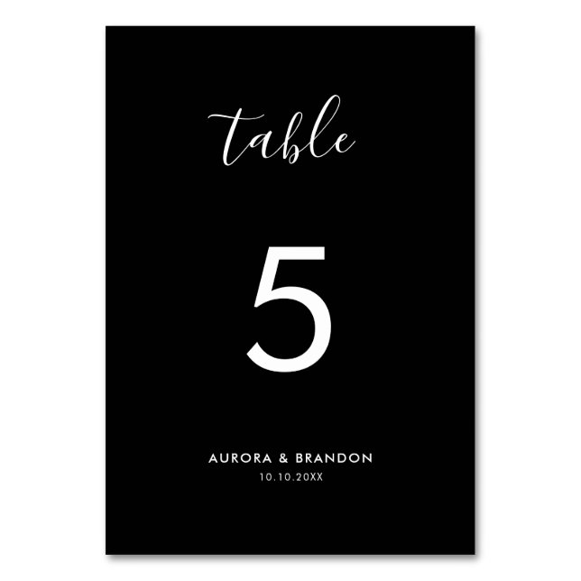 Elegant Simple Minimalist Modern Wedding Table Number (Front)