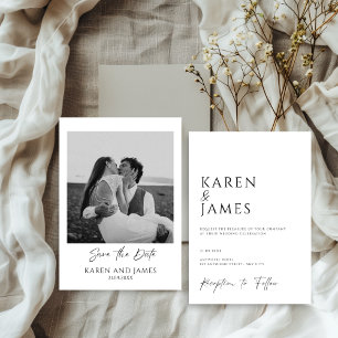elegant simple minimalist photo save the date invitation