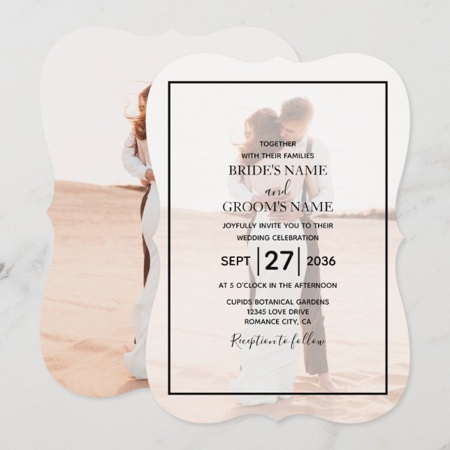Elegant Simple Minimalist Photo Wedding Invitation (Front/Back)