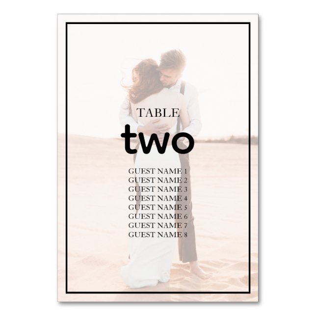 Elegant Simple Minimalist Photo Wedding  Table Number (Front)
