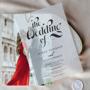 Elegant Simple Minimalist Retro Wedding Vellum Invitations