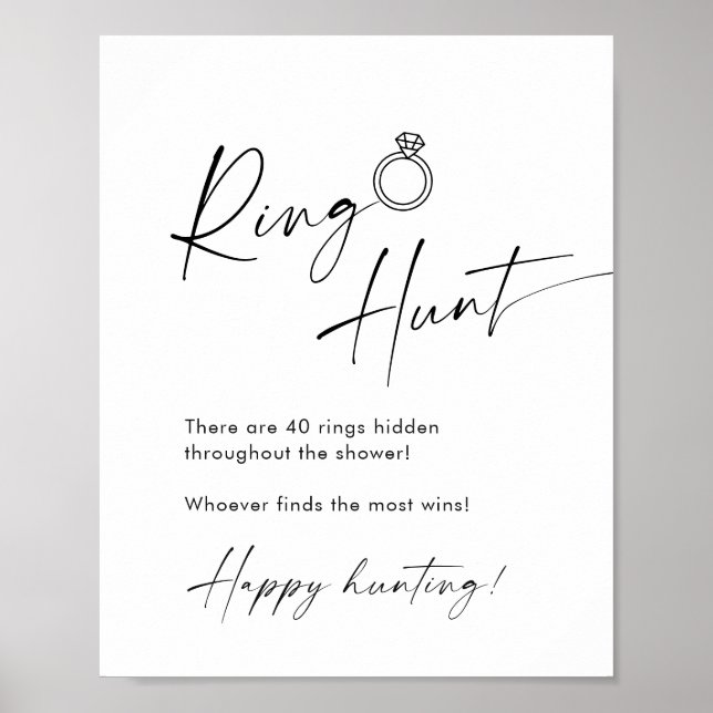 Elegant Simple Minimalist Ring Hunt Bridal Shower Poster (Front)