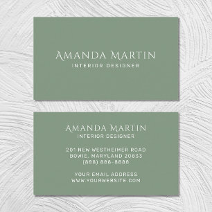Elegant Simple Minimalist Sage Green Boho Business Card