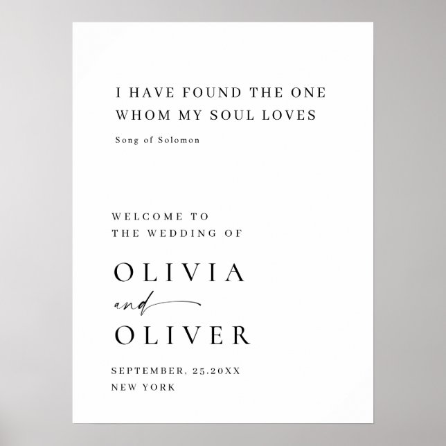 Elegant Simple Minimalist Welcome Wedding Poster (Front)