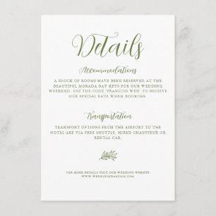 Elegant Simple Minimalistic Script Wedding Details Enclosure Card