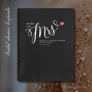 Elegant Simple Miss to Mrs Bridal Shower Recipe  Notebook