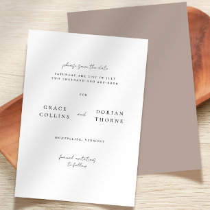 Elegant Simple Mocha Mousse Rustic Neutral Wedding Save The Date