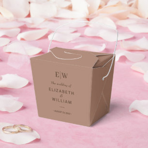 Elegant Simple Mocha Mousse with Monogram Wedding Favour Box