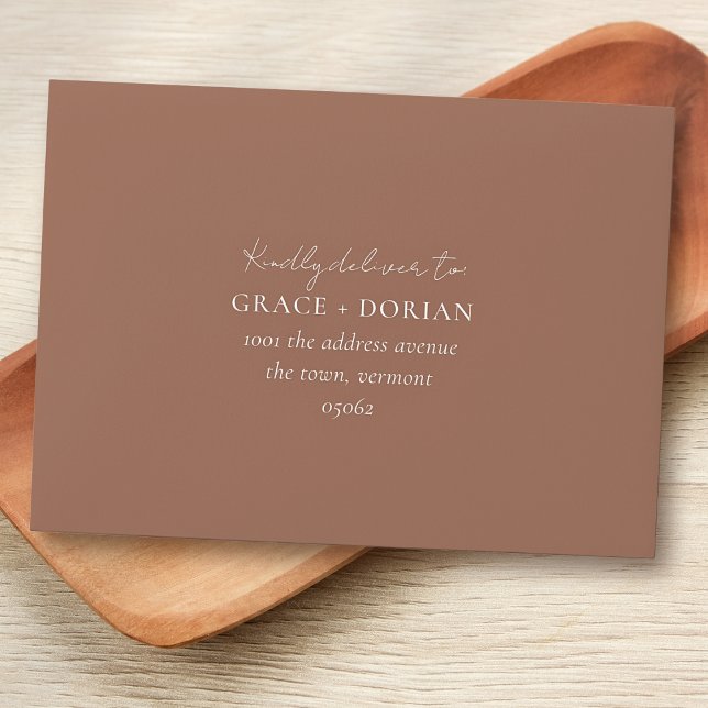 Elegant Simple Mocha Rustic Address RSVP Wedding Envelope (Creator Uploaded)