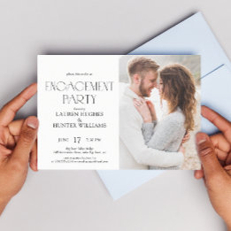 Elegant  Simple Modern 2 Photo Engagement Party Invitation