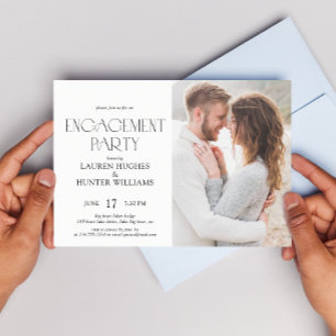 Elegant  Simple Modern 2 Photo Engagement Party Invitation