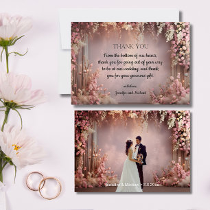 elegant simple modern 2 photos wedding  thank you card