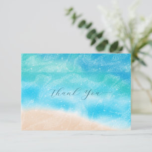 Elegant Simple Modern Beach Wedding Thank You Card